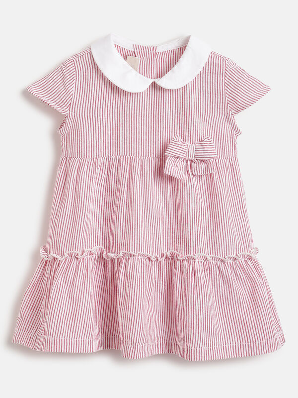 Girls White and Red Woven Dress image number 0